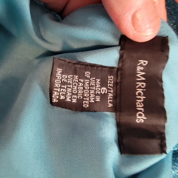 NWT Blue Ombre R&M Richard's Evening Gown w/Rhinestone Waist Trim-Size 6 - Picture 4 of 5